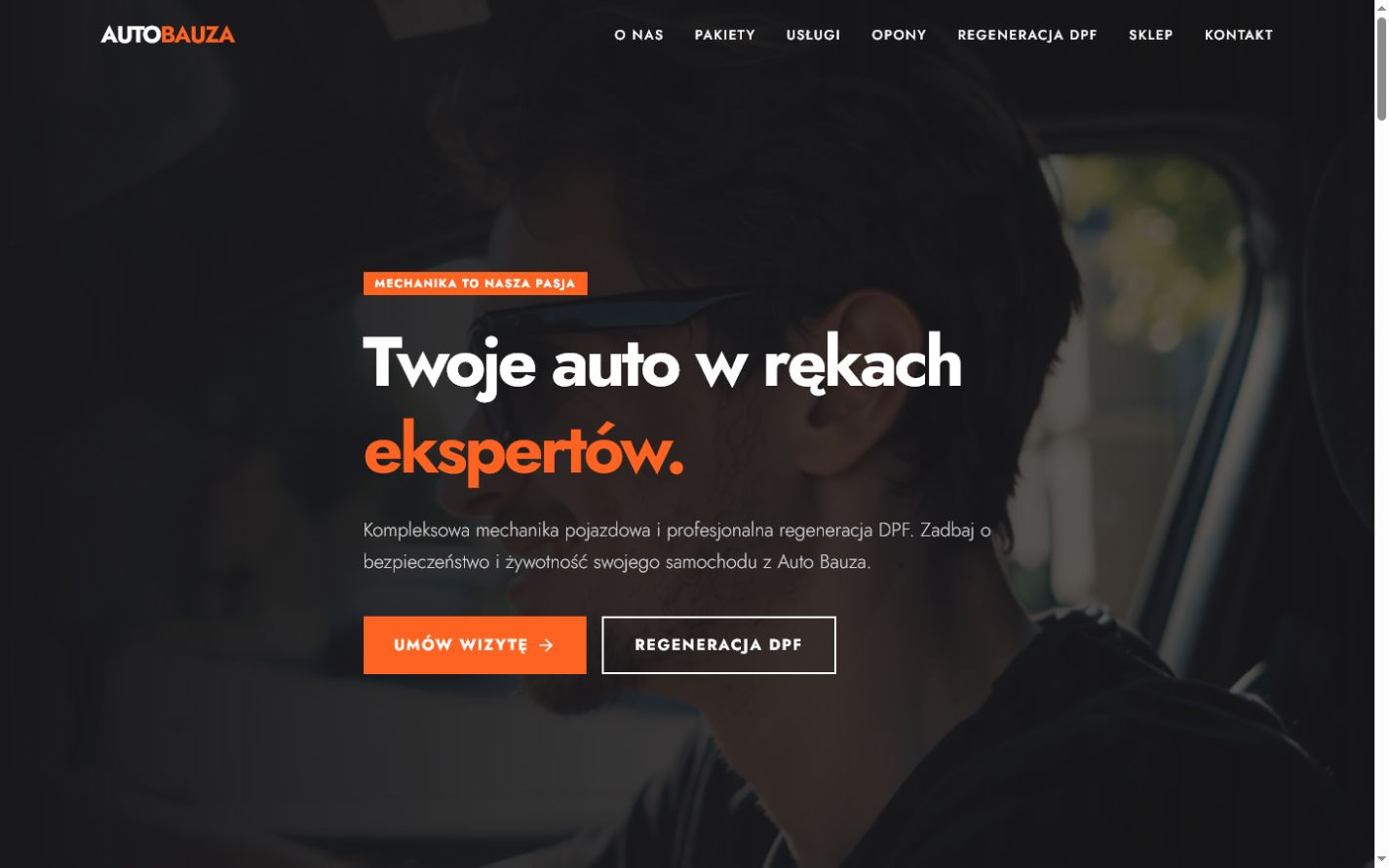 Strona internetowa serwisu samochodowego Auto Bauza