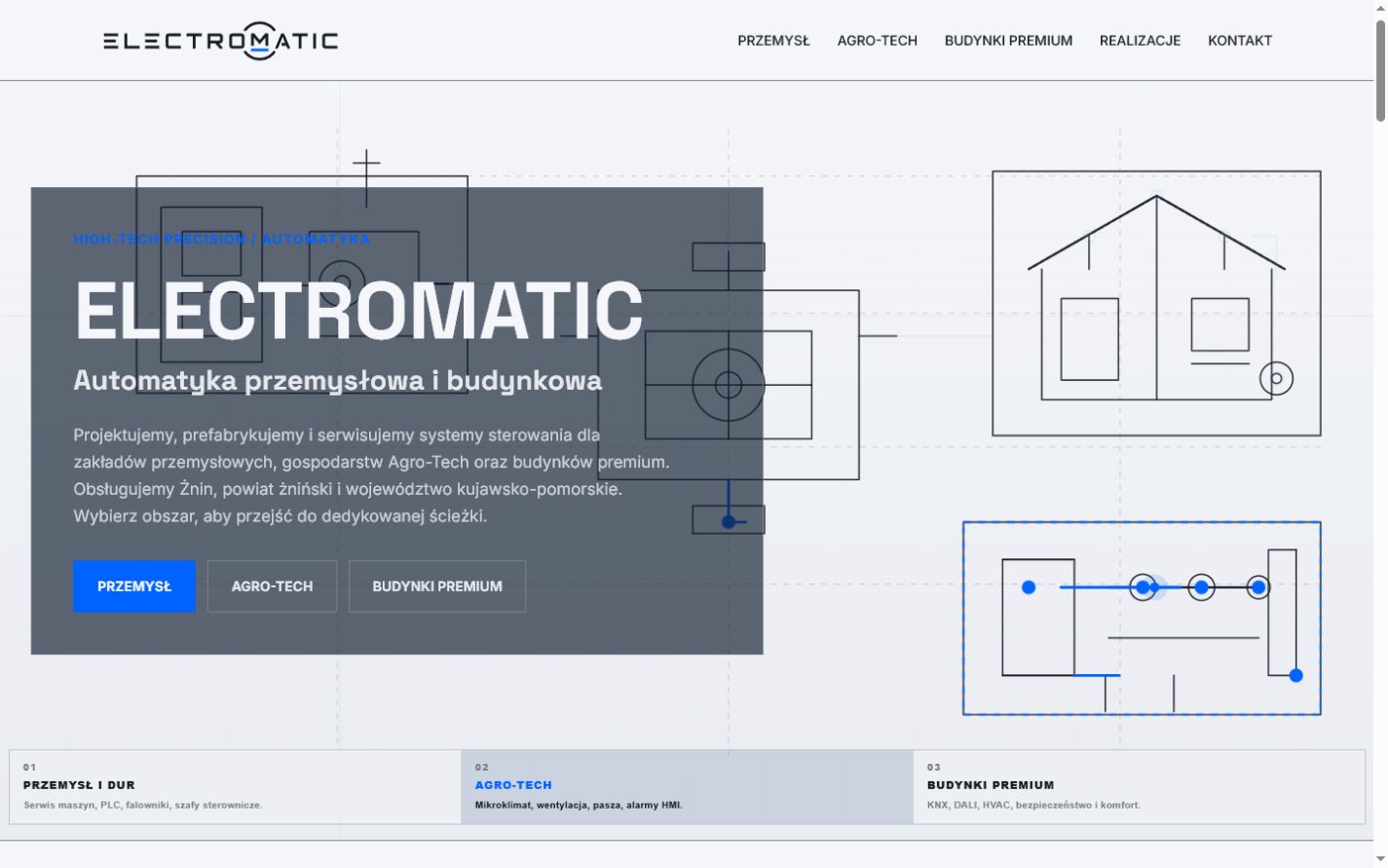 Strona internetowa Electromatic — automatyka przemysłowa i budynkowa