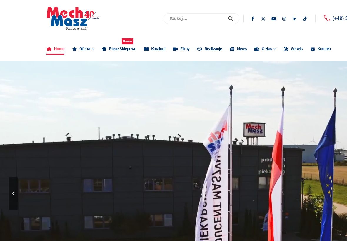 Strona internetowa producenta maszyn piekarniczych Mech-Masz